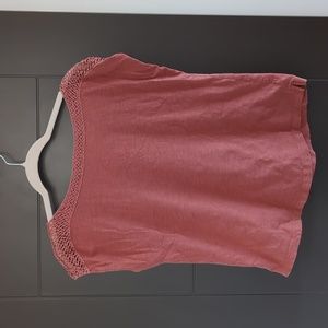 Red T-shirt with mesh shoulders
